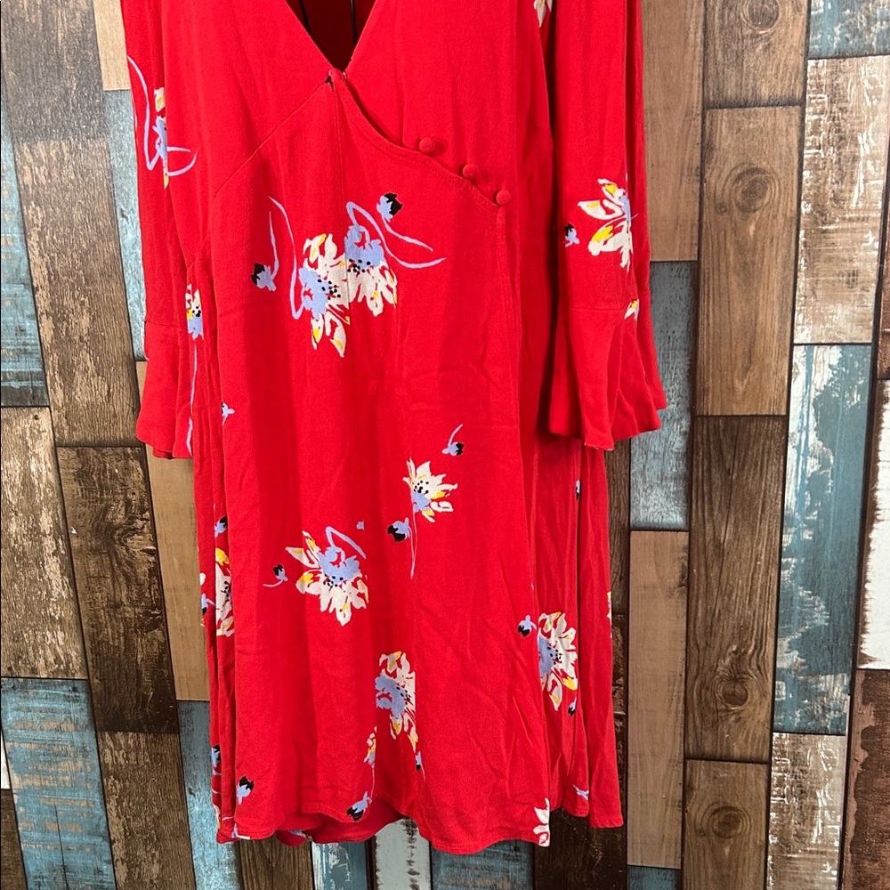 Free people  Red Floral Long Sleeve Dress - Picture 4 of 16